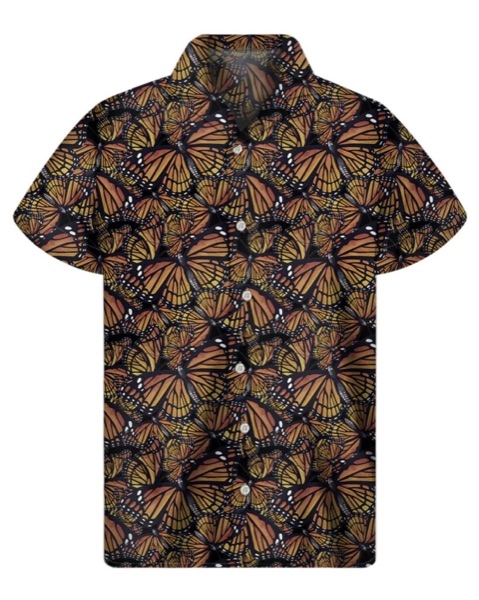 Monarch butterfly-print button-down shirt